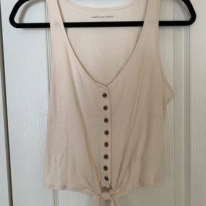 American Eagle Cream Cropped Tank Top